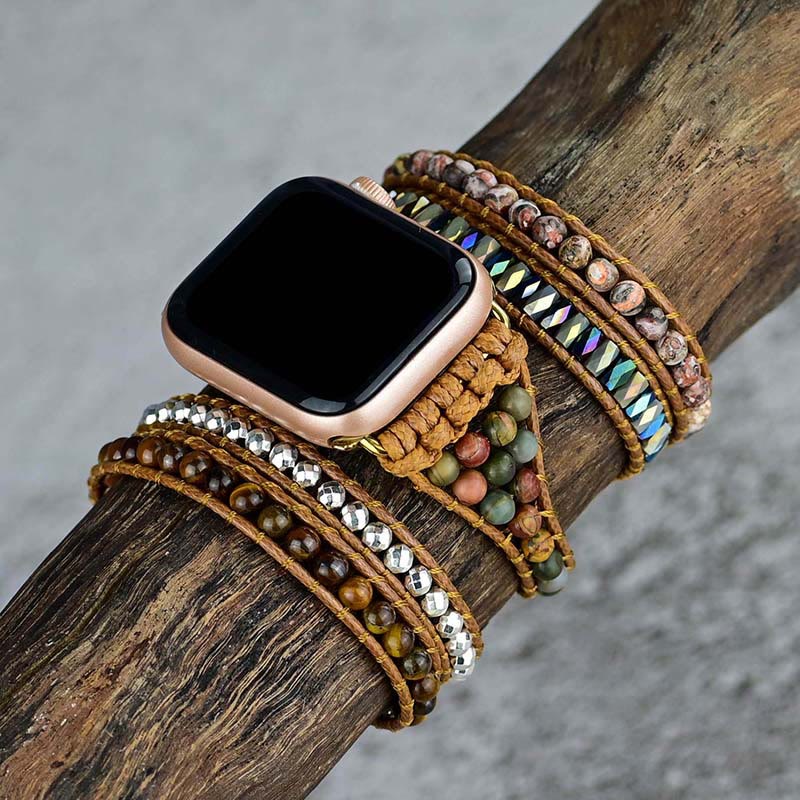 Cinturino avvolgente per Apple Watch Olivenorma Tiger Eye India Agate