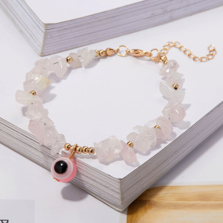 Braccialetto con ciondolo in ghiaia di cristallo naturale Olivenorma contro il malocchio 