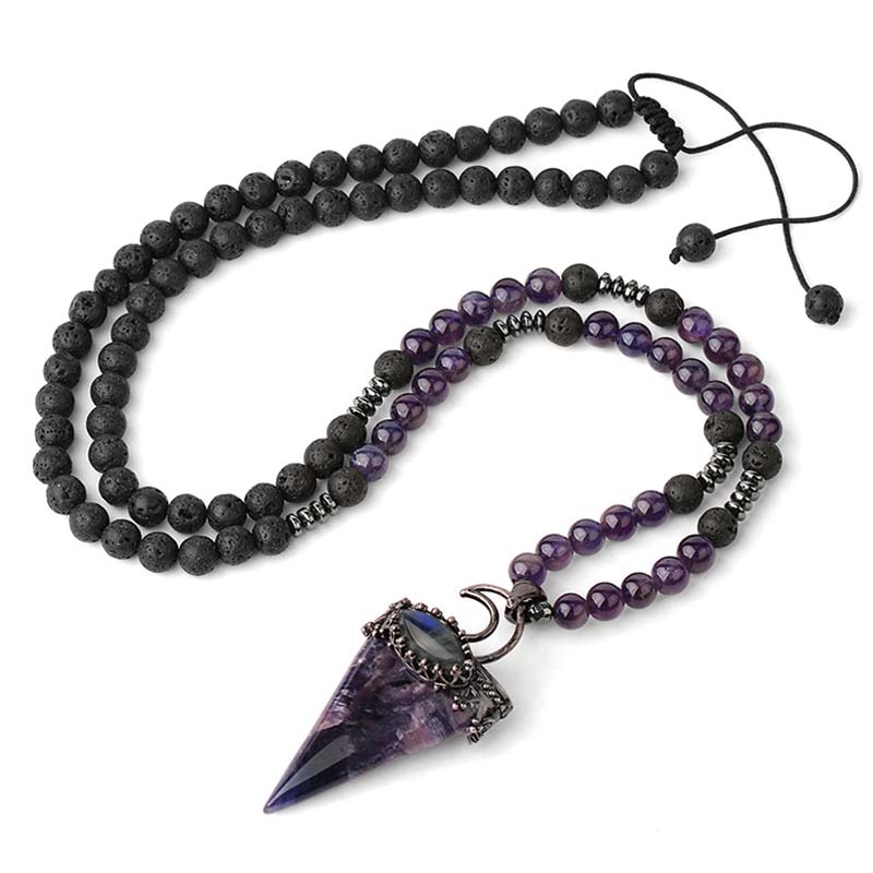 Collana di perline da meditazione prismatica in pietra naturale Olivenorma