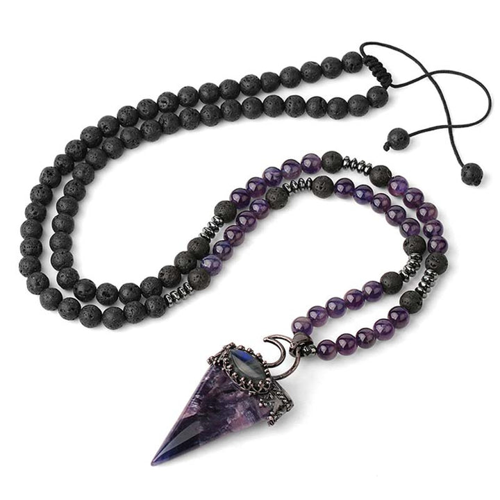 Collana di perline da meditazione prismatica in pietra naturale Olivenorma