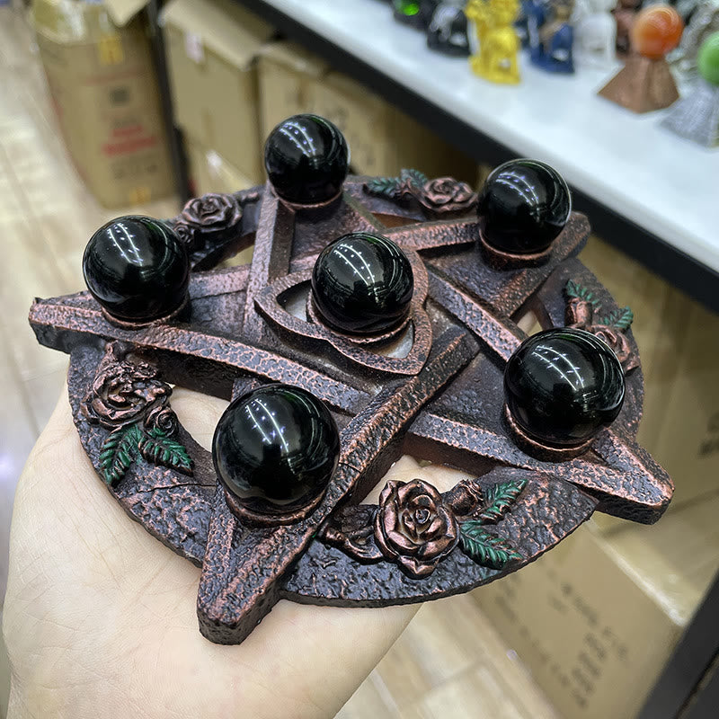 Supporto per sfera di cristallo con telaio a stella a cinque punte Olivenorma