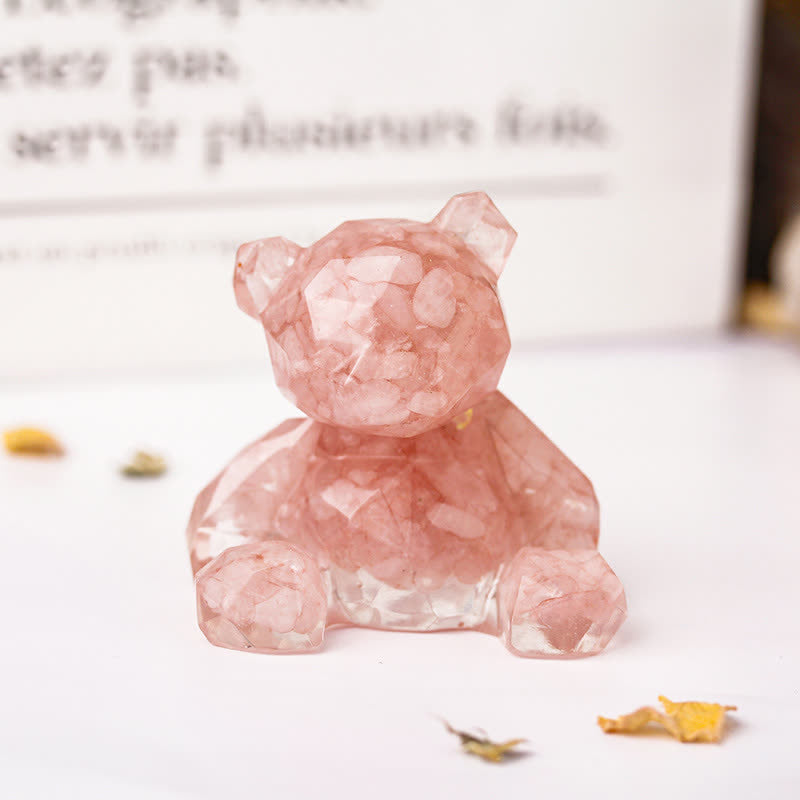Decorazione con pietra preziosa a forma di orso seduto con specchio Olivenorma