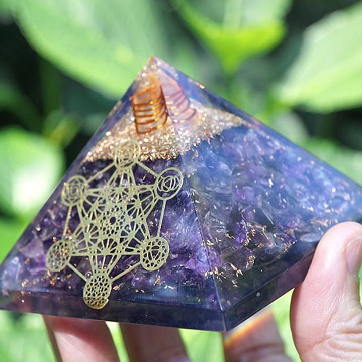 Pilastro di cristallo trasparente Olivenorma Cubo di Metatron Piramide di Orgone 