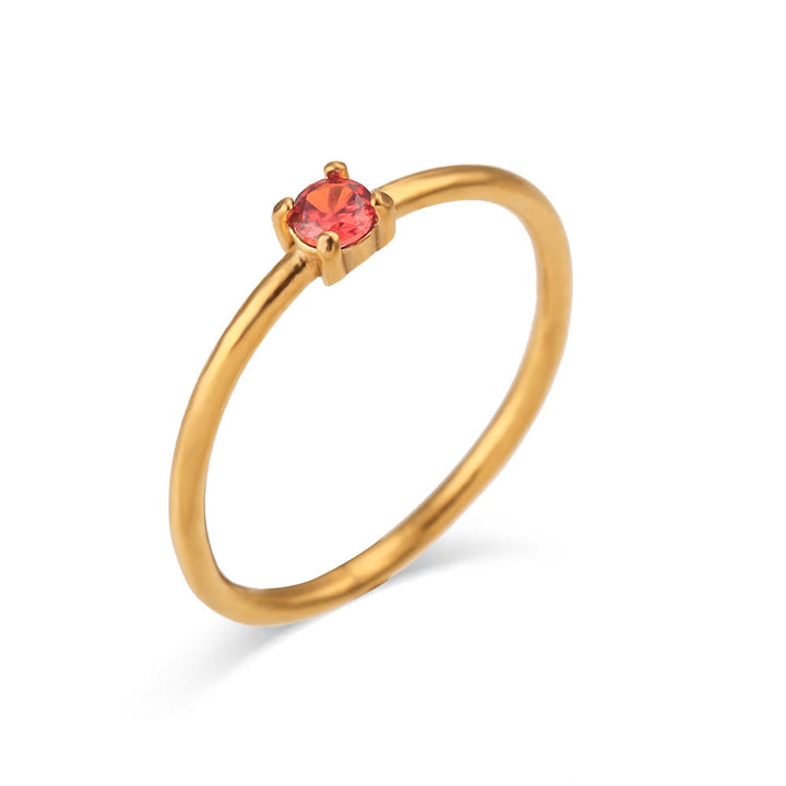 Anello Olivenorma Simple Birthstone in acciaio inossidabile placcato 18k
