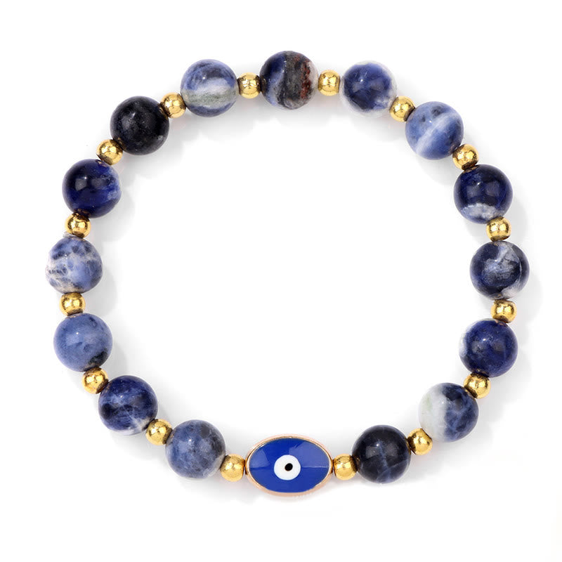 Olivenorma Braccialetto Occhio di Tigre Blu 8mm Malocchio