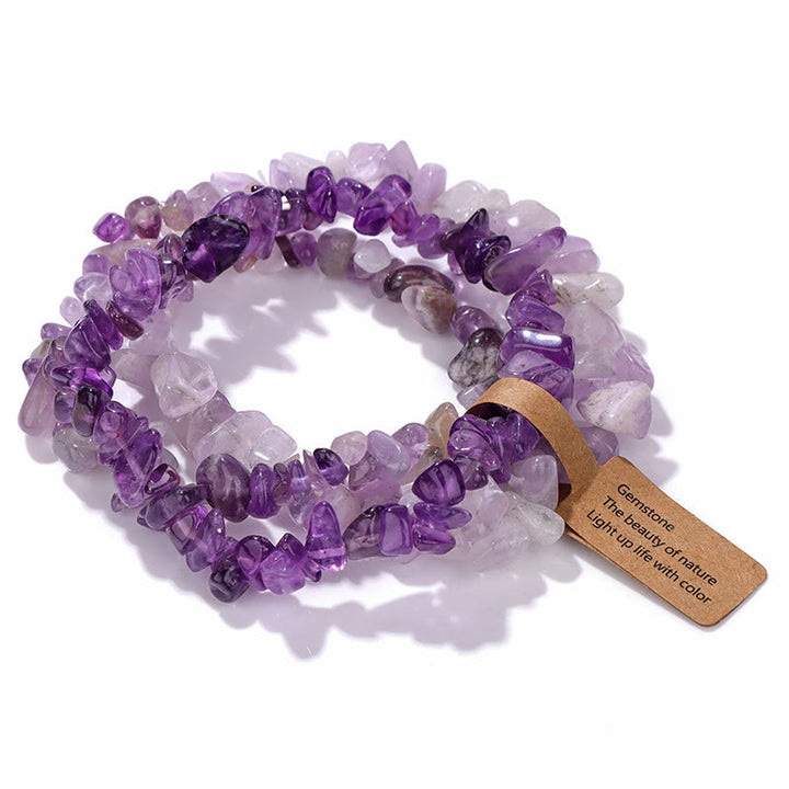 Bracciale Olivenorma a tre strati con ghiaia di cristallo irregolare naturale