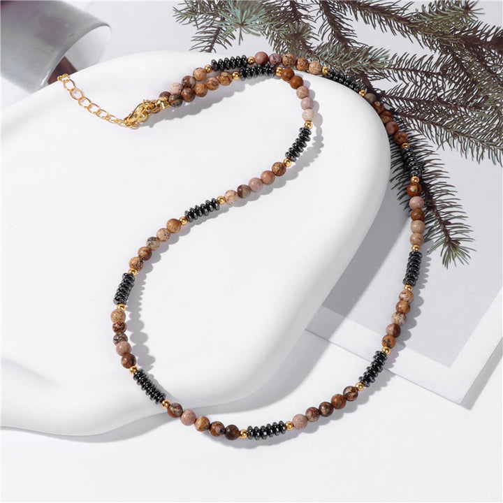 Collana Olivenorma con pietre preziose ed ematite