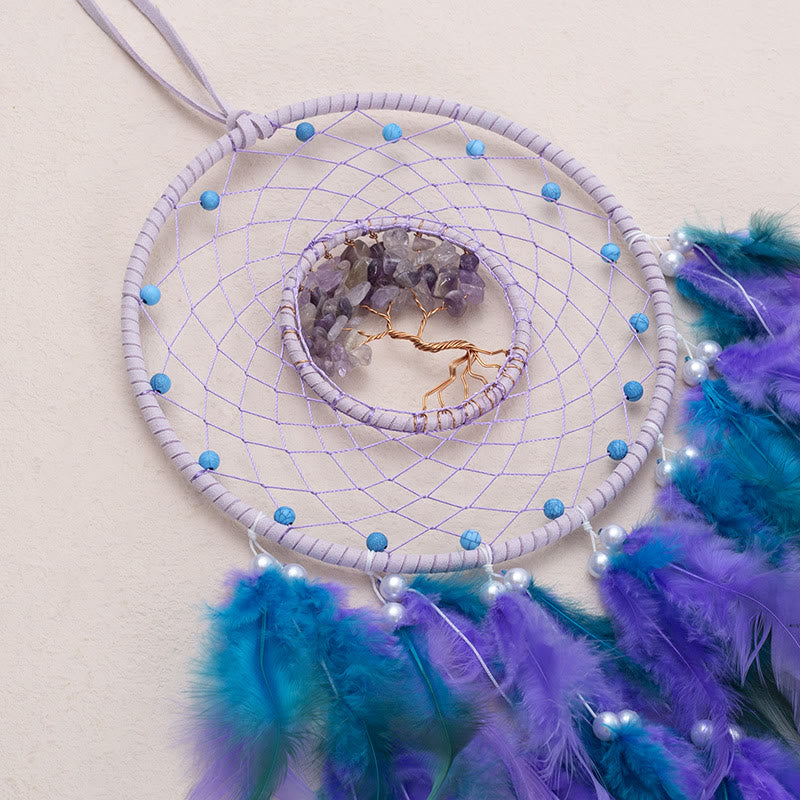 Olivenorma Crystal Tree Of Life Piuma Glow Dream Catcher 