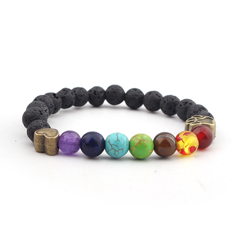 Collana di protezione dei chakra in pietra lavica Olivenorma