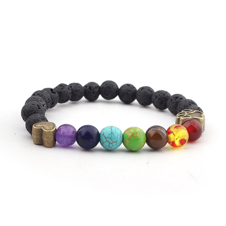 Collana di protezione dei chakra in pietra lavica Olivenorma