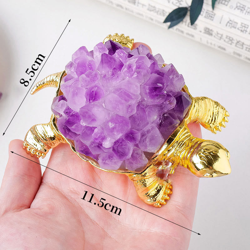 Olivenorma Natural Crystal Cluster Turtle Ornament Lampada Decorazione con pietre preziose