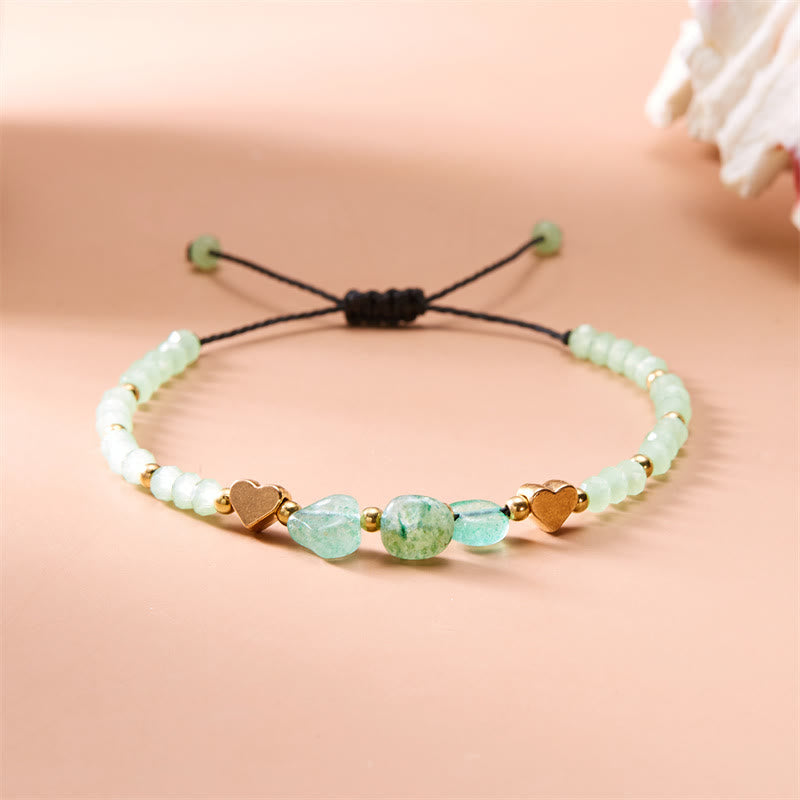 Olivenorma Bracciale intrecciato con perline di ghiaia naturale irregolare Love