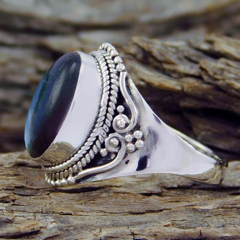 Anello curativo in stile retrò con pietra di luna Olivenorma