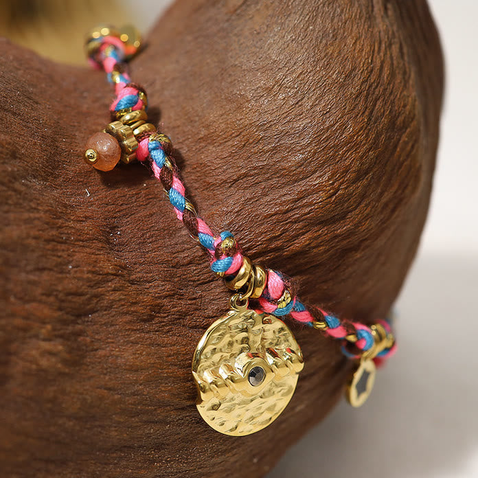 Olivenorma Bohemian Bracciale intrecciato vintage in acciaio inossidabile 18k