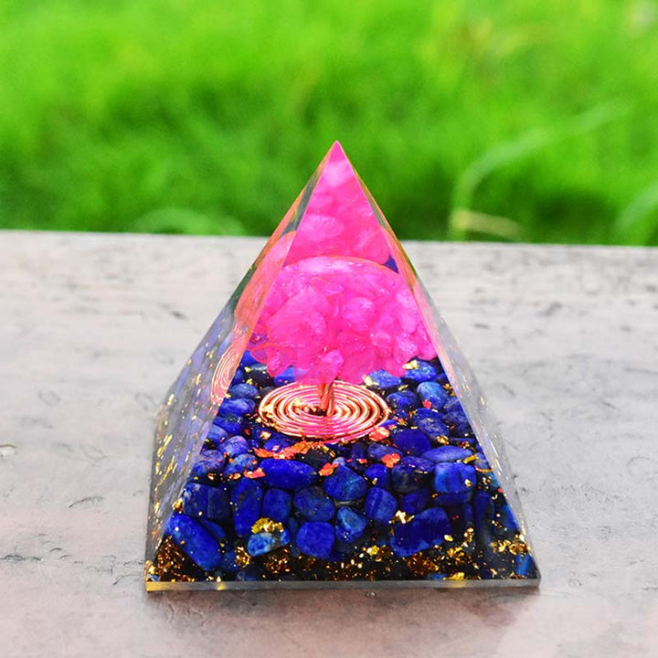 Olivenorma Lapislazzuli Cristallo Rosa Albero della Vita Piramide Orgonica 