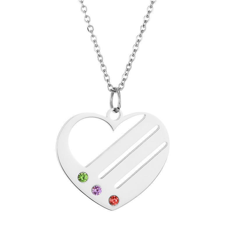 Collana con ciondolo con nome e pietra portafortuna a forma di cuore Olivenorma