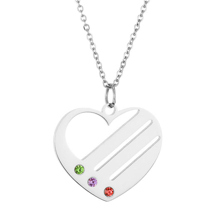 Collana con ciondolo con nome e pietra portafortuna a forma di cuore Olivenorma