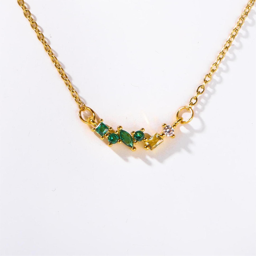 Olivenorma Collana con ciondolo in perline con pietre portafortuna multiple placcate in oro e rame