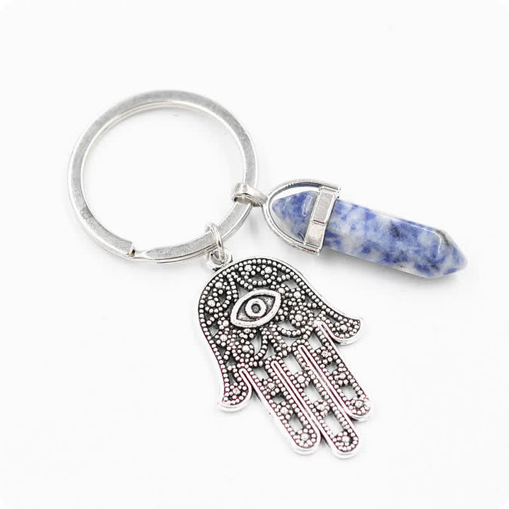 Olivenorma Portachiavi in cristallo con mano di Hamsa ispiratrice