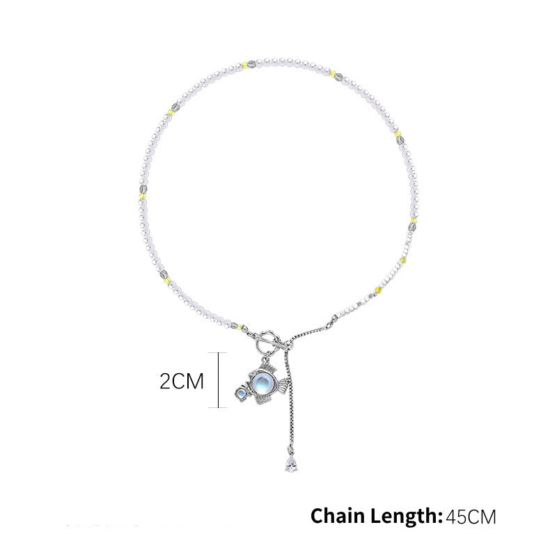 Collana in lega con ciondolo zodiacale in pietra di luna Olivenorma 