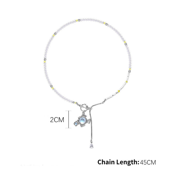 Collana in lega con ciondolo zodiacale in pietra di luna Olivenorma 