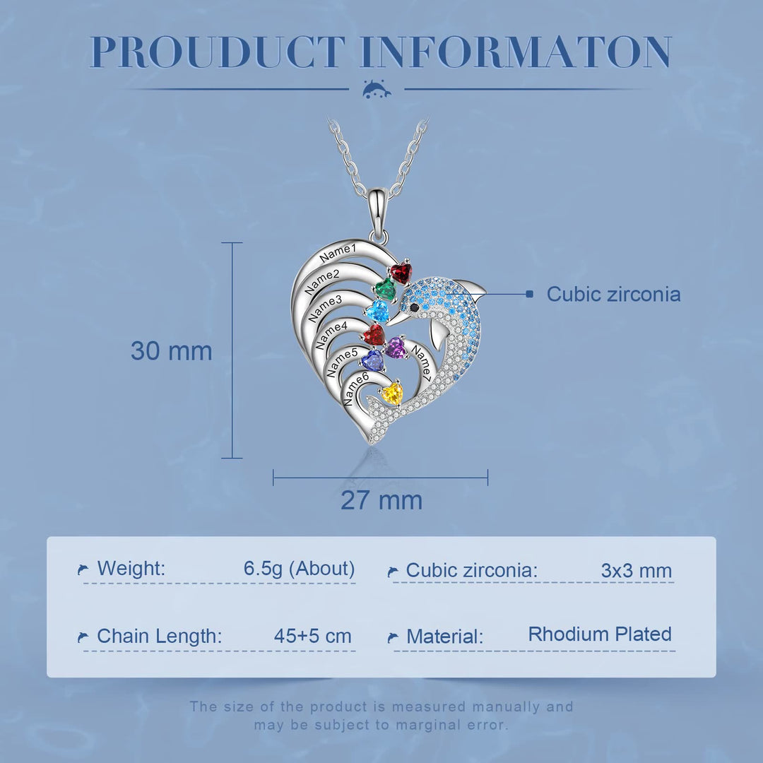 Collana con ciondolo in pietra incisa a forma di cuore di delfino Olivenorma