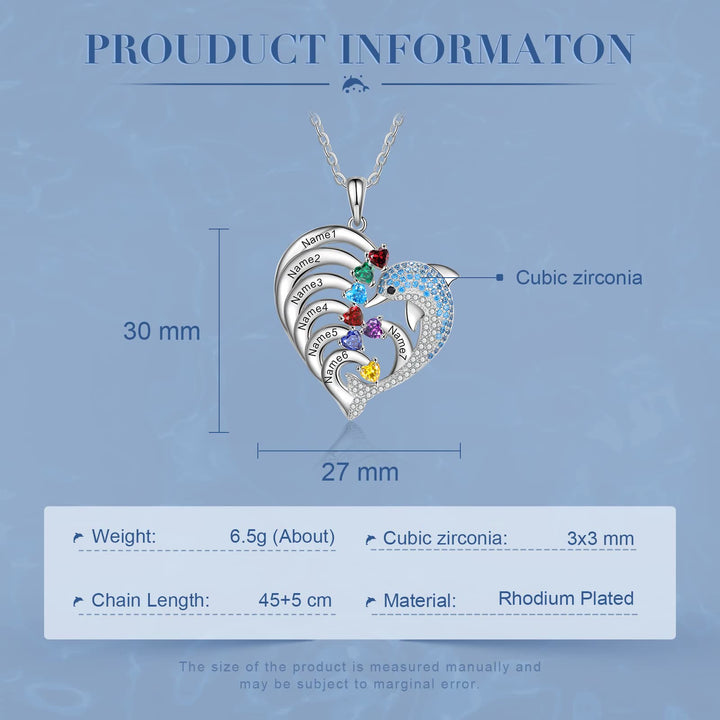 Collana con ciondolo in pietra incisa a forma di cuore di delfino Olivenorma