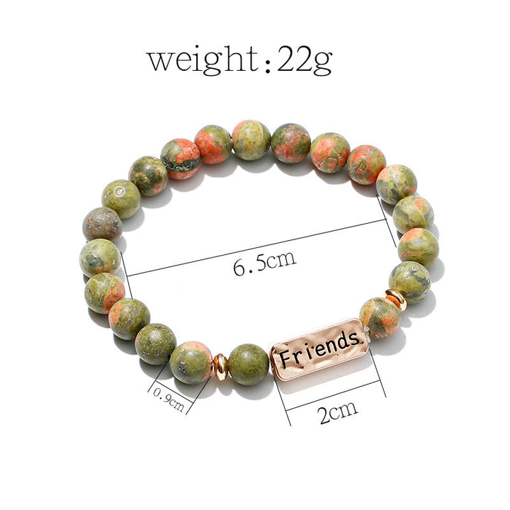 Olivenorma Natural Gemstone Best Friend Forever Set di 3 bracciali con incisione