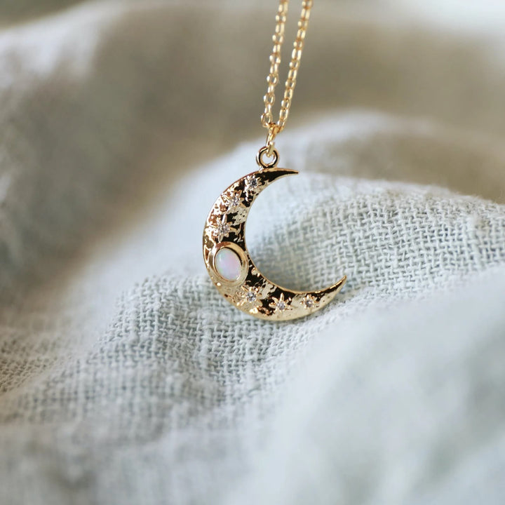 Collana con ciondolo in opale dorato Olivenorma Moon Clavicle