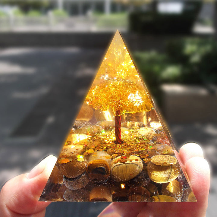 Piramide di orgone Olivenorma Golden Harmony Tiger Eye & Citrine Tree of Life - image 2