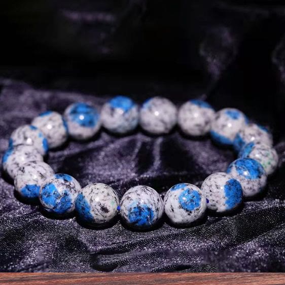 Bracciale di pietra energetica con perline di azzurrite naturale Olivenorma da 11 mm