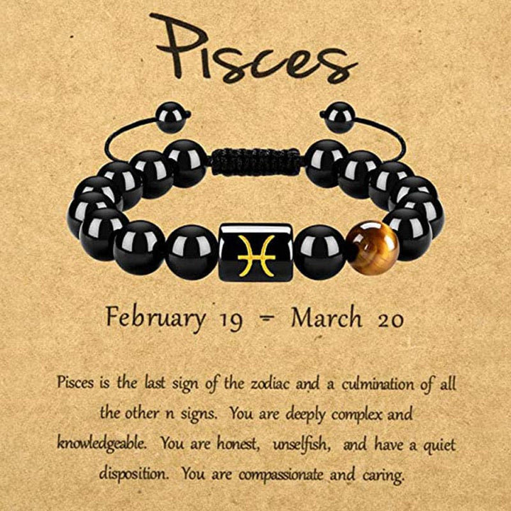 Braccialetto zodiacale Olivenorma Tiger Eye con ossidiana 