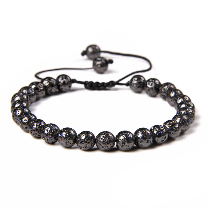 Bracciale intrecciato con perline di pietra naturale Olivenorma da 6 mm 