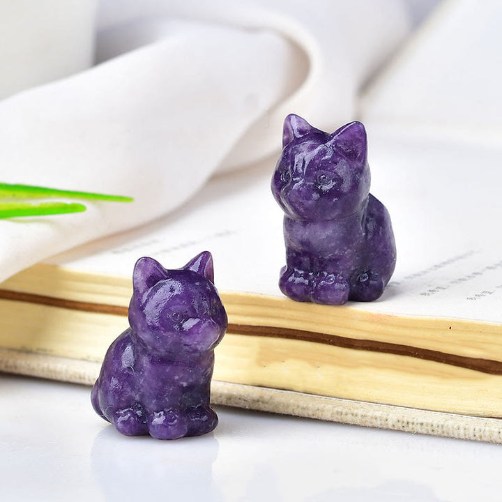 Olivenorma Crystal Kitten Stone Carving Artigianato Decorazione con pietre preziose