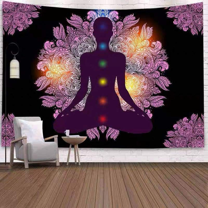 Arazzo yoga di meditazione dei sette chakra