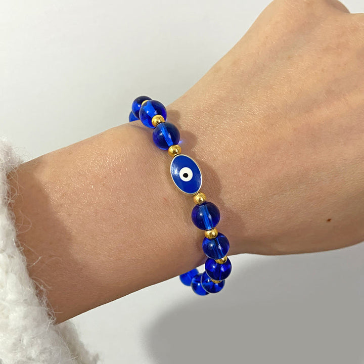 Olivenorma Braccialetto Occhio di Tigre Blu 8mm Malocchio