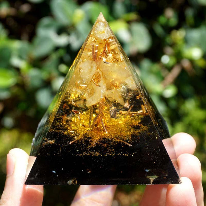 Olivenorma Citrino Ossidiana Albero della Vita Piramide Orgonica