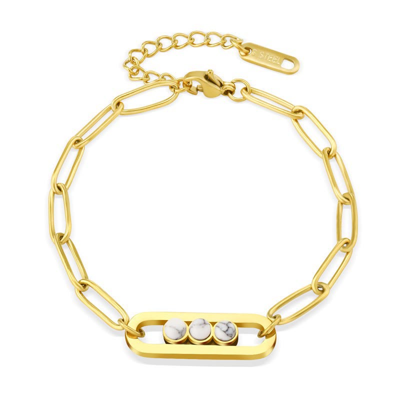 Set di bracciale impilabile Olivenorma Natural Stone in acciaio al titanio 