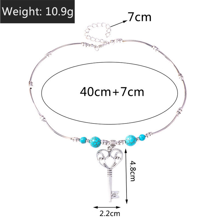 Collana con ciondolo chiave d'amore bohémien turchese Olivenorma