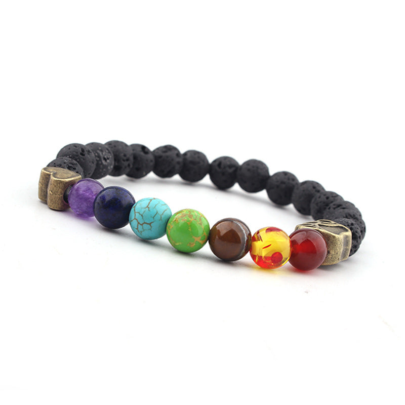 Collana di protezione dei chakra in pietra lavica Olivenorma