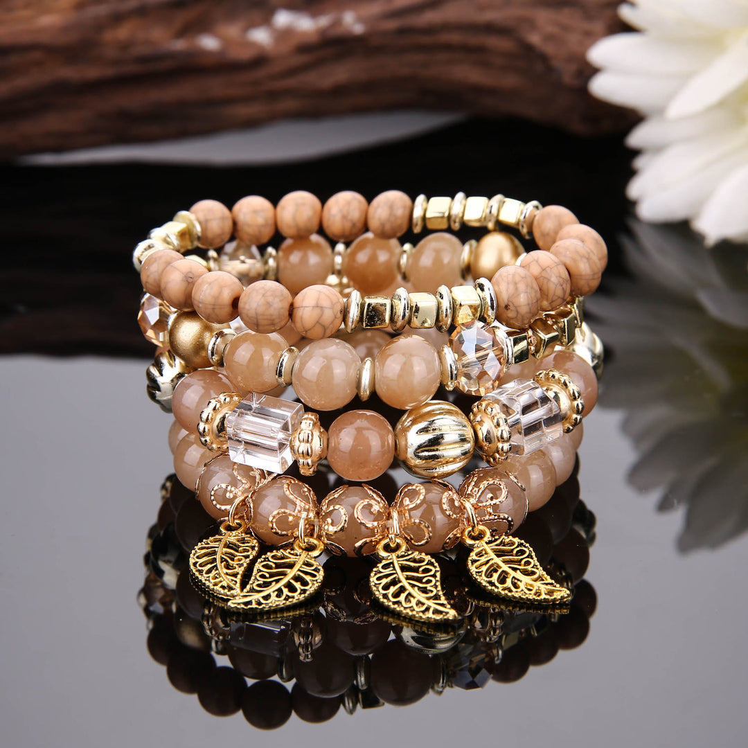 Olivenorma Bohemian Leaf Pendant Accessories Set di bracciali multistrato