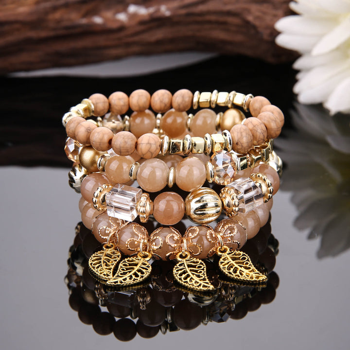 Olivenorma Bohemian Leaf Pendant Accessories Set di bracciali multistrato