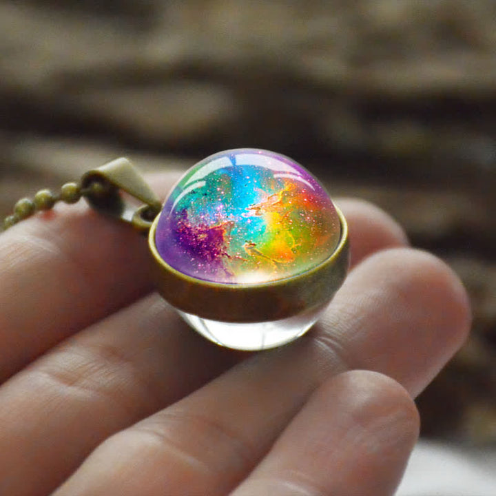 Collana creativa con sfera di vetro e luna e stella