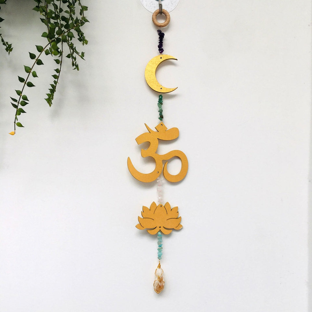 Decorazione da parete Olivenorma Rainbow Gemstone Lotus OM Moon