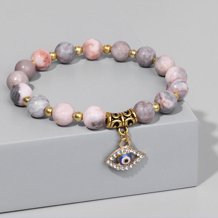 Bracciale con ciondolo malocchio in pietra naturale Olivenorma