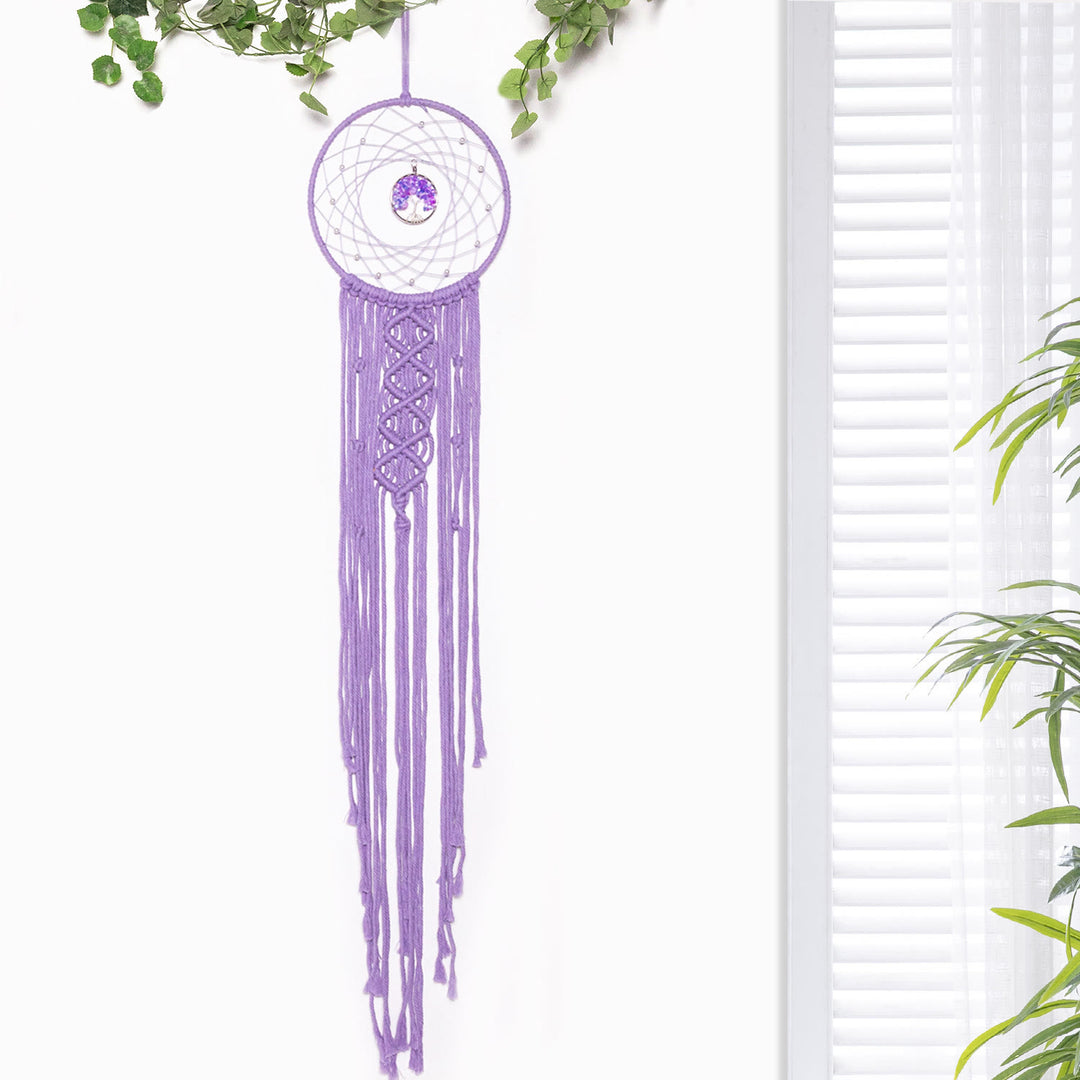 Olivenorma Acchiappasogni in cristallo con albero della vita solare rotondo intrecciato 