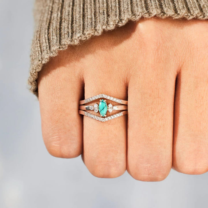 Olivenorma S925 Sterling Silver Turchese Anello in due pezzi