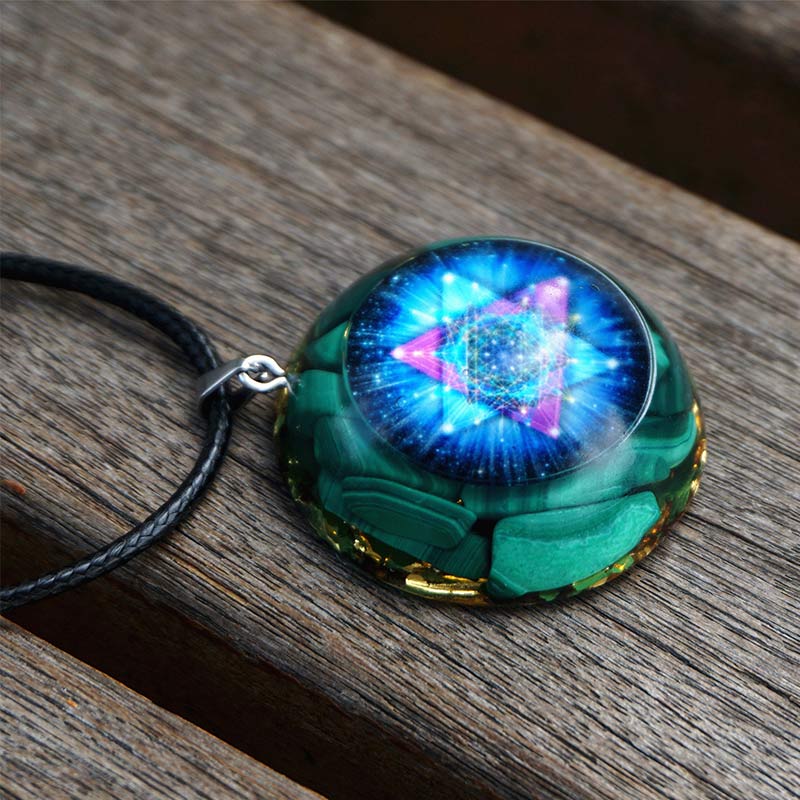 Collana Olivenorma Malachite Cubo Reki di Metatron
