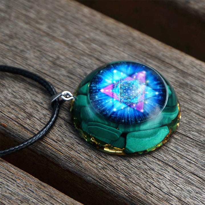 Collana Olivenorma Malachite Cubo Reki di Metatron