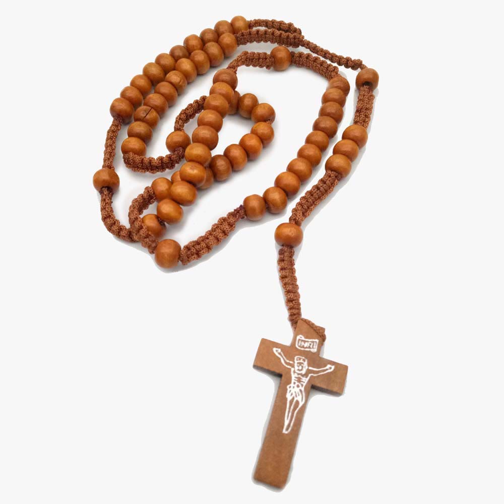 Collana rosario con perline di legno Mala a croce Olivenorma 